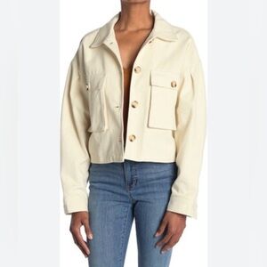 Elodie utility Cargo Beige Button Sleeved Oversized canvas soft Jacket XL